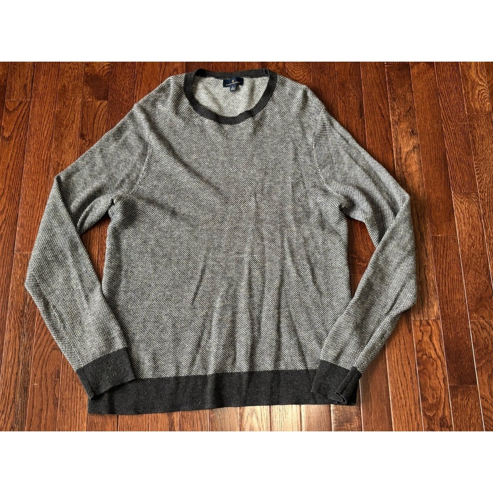 BROOKS BROTHERS Men Long Sleeve Crew Neck Wool Blend Sweater L Charcoal Gray